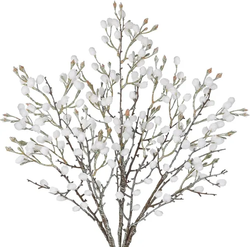 Miniatura 6 de GnFlus 3 piezas de ramas artificiales de algodón falsas para decoración de primavera y otoño en interiores estilo boho, flores artificiales de tallo