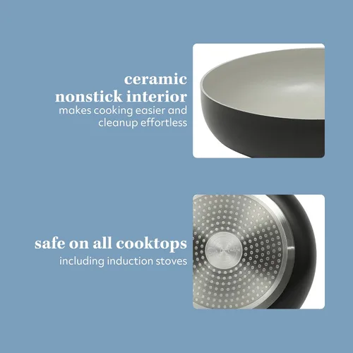 Miniatura 5 de Sur La Table Kitchen Essentials Potluck Porch - Sartén para saltear de 4.5 cuartos, sartén profunda para freír con tapa, aluminio, utensilios