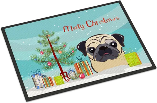 Miniatura 182 de Caroline's Treasures BB1616MAT - Tapete para puerta delantera de árbol de Navidad y sabueso afgano de 18 x 27 pulgadas, para interiores