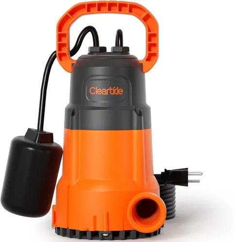 Cleartide Bomba de sumidero sumergible con interruptor de flotador con correa, bomba de agua utilitaria de 1/2 HP, bomba de drenaje eléctrica maneja