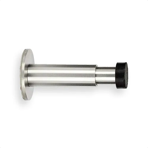 Tope de puerta montado en la pared | Adhesivo o atornillado | Ajustable de 3.5" a 5,10" | Acero inoxidable | EVI Acero inoxidable - Silicona negra
