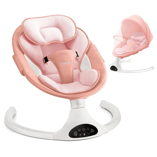 Miniatura 12 de LAREX Columpio para Bebé Columpio Infantil Mecedora Eléctrica para Niños Pequeños Portátil para Recién Nacidos Niño Niña, 5 Velocidades de Balanceo