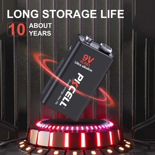 Miniatura 7 de PKCELL Paquete de 12 baterías de 9 voltios, baterías ultra alcalinas de 9 V 6LR61 de 9 V para detector de humo, alarmas de humo, vida útil de 10