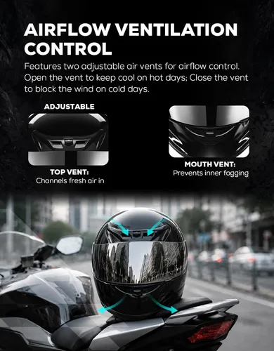 Miniatura 3 de XFMT DOT Casco de Motocicleta de Cara Completa Abatible para Calle Dirt Bike ATV Todoterreno con Visera Transparente para Hombres y Mujeres Adultos