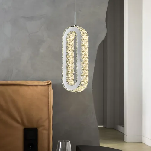 Miniatura 4 de Iluminación colgante para isla de cocina LED moderna cromada, mini candelabros ovalados de cristal para dormitorio, sala de estar, baño, comedor