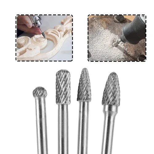 Miniatura 5 de 4 brocas de corte rotativo de carburo de tungsteno de 0.236 in (1/4 pulgadas) para carpintería de bricolaje, tallado de metal, pulido, grabado