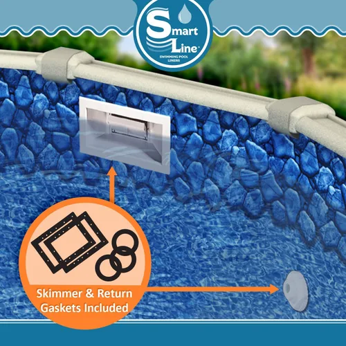 Miniatura 3 de Smartline Revestimiento redondo de piscina de 8 pies Remolino de roca Estilo superpuesto Altura de pared de 48 a 52 pulgadas Vinilo virgen