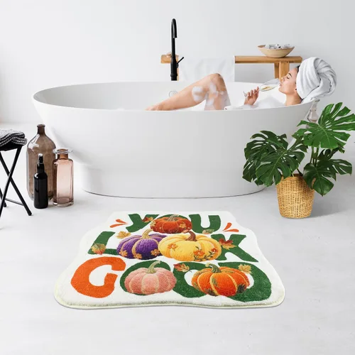 Miniatura 7 de SHIYUE You Look Good - Alfombra de baño divertida y bonita alfombra de baño con diseño de calabaza de otoño, suave, absorbente de agua