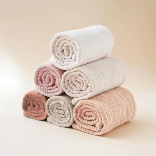 Miniatura 6 de Konssy Paquete de 6 paños de muselina para bebé, suaves y absorbentes, 100% algodón, ropa para eructos para recién nacidos, bebés niños y niñas