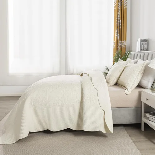 Miniatura 136 de HoneiLife - Juego de colcha de tamaño Queen, juego de ropa de cama de pana bordada de 3 piezas, colcha de lujo, ligera, cálida, para todas las Pana