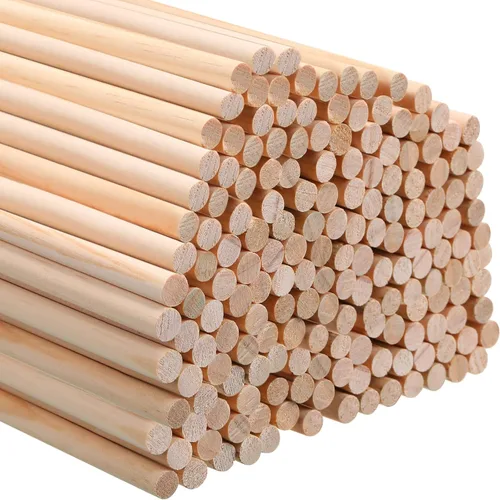 Treela 100 varillas de madera para manualidades, varillas de madera sin terminar para manualidades, manualidades, clase de arte, carpintería (3/8 x
