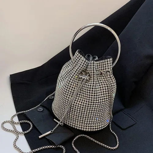 Miniatura 6 de DJBM Bolso de mano con diamantes de imitación para mujer, bolso de mano de noche para mujer, fiesta, graduación, cóctel, boda