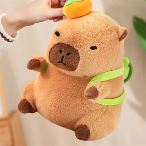 Miniatura 6 de Ditucu Bonita almohada de felpa Capybara naranja con mochila de tortuga, animales de peluche, juguetes de peluche Capibara, regalos para niños