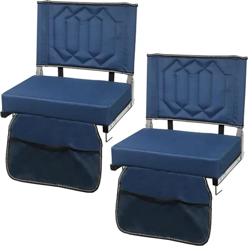 Miniatura 8 de Cómodos asientos de estadio para gradas con soporte trasero y asiento acolchado, correa para el hombro, asa de transporte y bolsillos de Negro