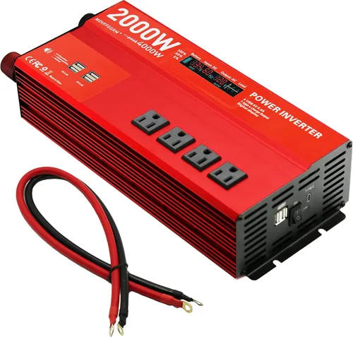 Miniatura 9 de Inversor de Potencia de 500W Pico 1000W para Vehículos, DC 12V a 110V AC, 4 x 2.4A Puertos USB Adaptador de Enchufe para Carro con Toma con 1 Puerto