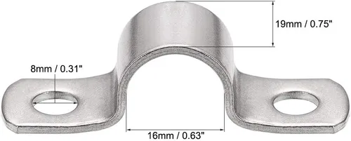 Miniatura 2 de uxcell Correa de tubo rígida de 0.630 in (0,6 pulgadas), 2 correas de tubo de agujeros 304 abrazadera de tubo de tensión de acero inoxidable 2 piezas