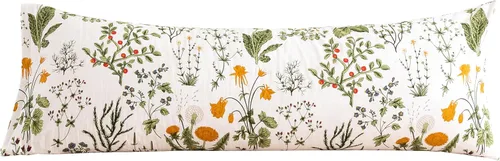 Miniatura 38 de ECOCOTT Floral Pillowcases Standard Size Set of 2, 100% Washed Cotton Pillow Cases with Envelope Closure, Beige Botanical Wildflower Printed Pillow