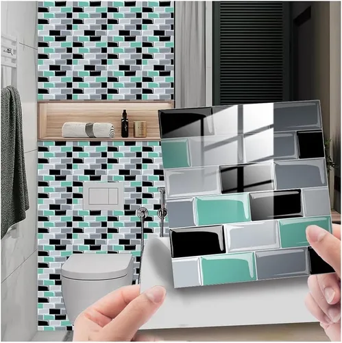 Adhesivos para azulejos decorativos para azulejos de despegar y pegar, despegar y pegar, lámina de azulejos ignífugos, azulejos de cocina, baño, 10