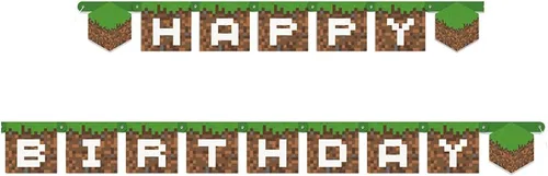 Cartel multicolor grande articulado de Minecraft - Decoración de fiesta premium y vibrante, perfecta para jugadores y celebraciones