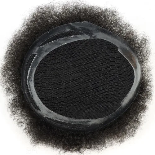 Miniatura 6 de HAPPY&CC Afro - Sistema de piezas de cabello humano tipo toupee para hombre, encaje suizo duradero con poliuretano para hombre, peluca tipo tupé #1