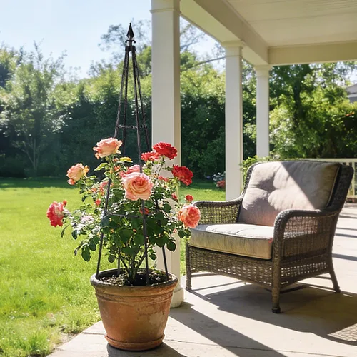 Miniatura 5 de OTOSUNNY Enrejado de jardín para plantas trepadoras al aire libre, 67 pulgadas de alto, enrejado de metal de obelisco para plantas trepadoras