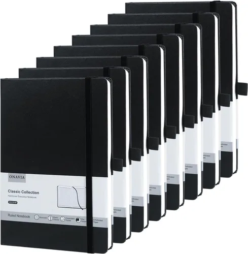 Miniatura 10 de ONAVIA Cuaderno de diario rayado A5, tapa dura, tamaño mediano de 5.5 x 8.3 pulgadas, 160 páginas de papel grueso de 3.53 oz/m², bloc de notas