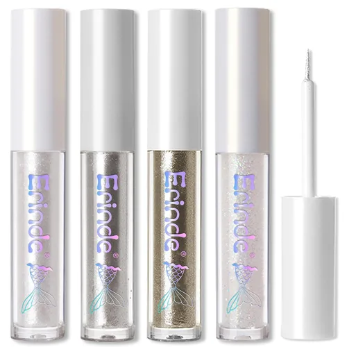 Erinde Maquillaje delineador de ojos con purpurina líquida, delineador de ojos metálico brillante, resistente al agua, brillo debajo de la sombra de