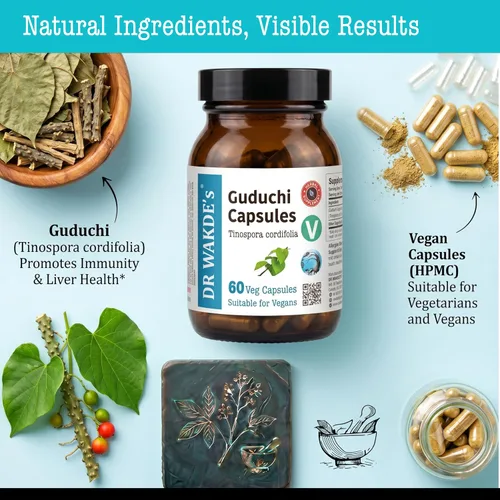 Miniatura 3 de DR WAKDE's Cápsulas de Guduchi (Tinospora cordifolia, 60 cápsulas vegetales, suplemento a base de plantas, hierba ayurvédica, todo natural, vegano)