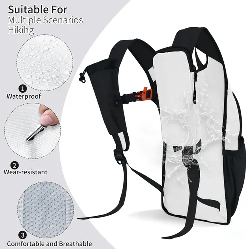 Miniatura 4 de Mochila de senderismo 10L/15L, pequeña, ligera, plegable, para viajes, plegable, resistente al agua, para mujeres y hombres (Blanco, 10L)