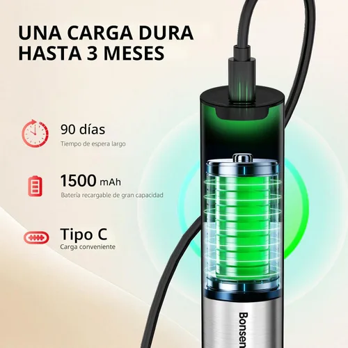 Miniatura 2 de Bonsenkitchen Espumador de leche recargable con soporte, espumador de café de mano de 3 velocidades, batidor de doble resorte, espumador de mano