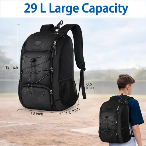Miniatura 7 de MATEIN Mochila de Béisbol, Bolsa de Bate de Sóftbol con Compartimento para Zapatos para Jóvenes, Niños y Adultos, Bolsa de Béisbol Ligera con Gancho