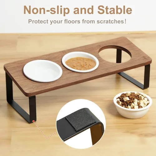Miniatura 6 de Sunhoo Tazones Elevados para Comida y Agua de Gatos, Platos Inclinados Elevados para Gatitos, Juego de 3 Platos de Cerámica para Gatos