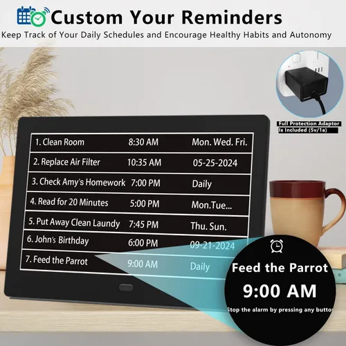 Miniatura 4 de MASSII 【2025 Nuevo】 Reloj Grande de 11.5" Hablante con Fecha y Hora de Voz, Reloj de Calendario para Demencia, DST Auto, 20 Recordatorios