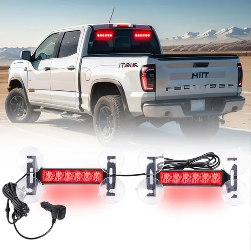 Miniatura 7 de 2 luces estroboscópicas de emergencia de 6.1 pulgadas, rojo y blanco, 12 LED de advertencia de peligro intermitentes de seguridad delantero/trasero