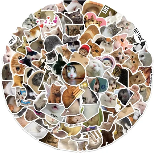 Miniatura 7 de 100 calcomanías divertidas de meme de gato para adultos, lindas calcomanías de vinilo impermeables para botellas de agua de laptop, álbumes de 100