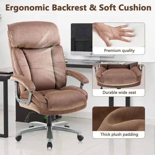 Miniatura 4 de CLATINA Silla de oficina ejecutiva ergonómica grande y alta con tapizado giratorio de 800 libras, alta capacidad, altura ajustable, acolchado