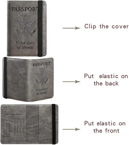 Miniatura 5 de Funda para pasaporte con bloqueo RFID de piel organizador de documentos de viaje