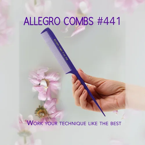 Miniatura 2 de Allegro Combs Peines de cola de rata de 441. 8.5 pulgadas para trenzar o separar dientes finos de cola de rata, juego de peines para peinar
