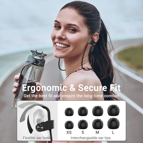 Miniatura 7 de Auriculares Bluetooth, Bluetooth 5.3 IPX7, impermeables, inalámbricos, deportivos, para gimnasio, 16 horas de reproducción, auriculares para correr