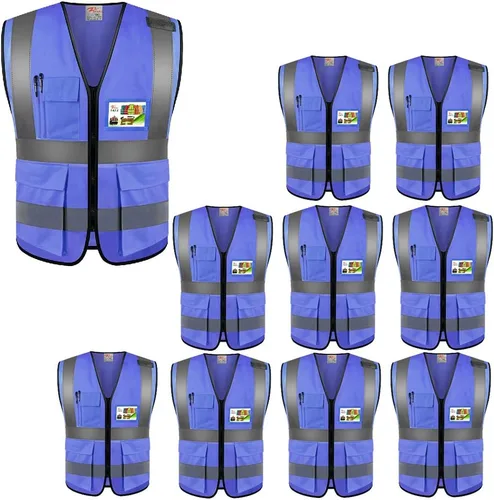 zojo Chalecos de seguridad de alta visibilidad con bolsillos, para trabajos al aire libre, ciclismo, correr, caminar, deportes, se adapta a hombres