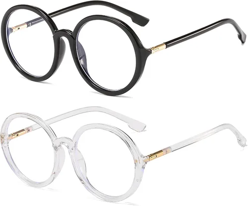 Gafas de lectura redondas retro para mujer, bloqueo de luz azul, marcos de anteojos de gran tamaño, lente grande