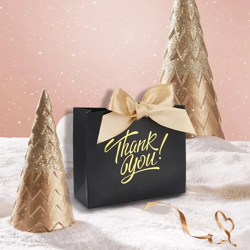 Miniatura 4 de KPOSIYA Bolsas de regalo pequeñas, paquete de 100 bolsas pequeñas de agradecimiento de 4.5 x 1.8 x 3.9 pulgadas, bolsa de papel negro para dulces