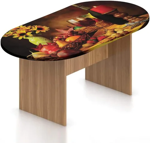 Miniatura 8 de Mantel ajustable ovalado, con bordes elásticos de poliéster, mantel de mesa con estampado gourmet francés, se adapta a mesas ovaladas de hasta 36 x
