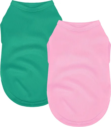 Miniatura 9 de Paquete de 2 camisas para perros de color liso, ligeras, de secado rápido, transpirables, camisetas para mascotas para perros pequeños a grandes