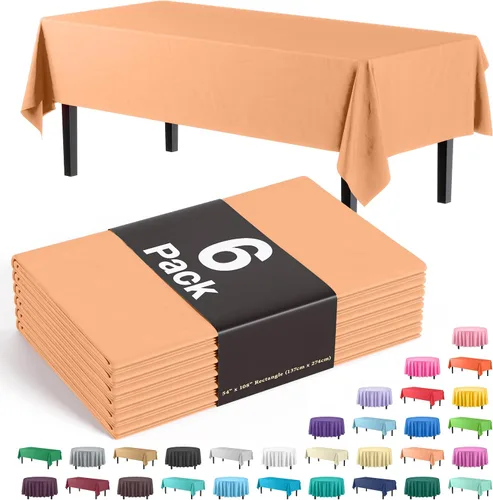 Miniatura 36 de Party Solids Paquete de 6 manteles de plástico prémium de 54 pulgadas x 108 pulgadas. Cubierta de mesa rectangular de plástico - Aqua