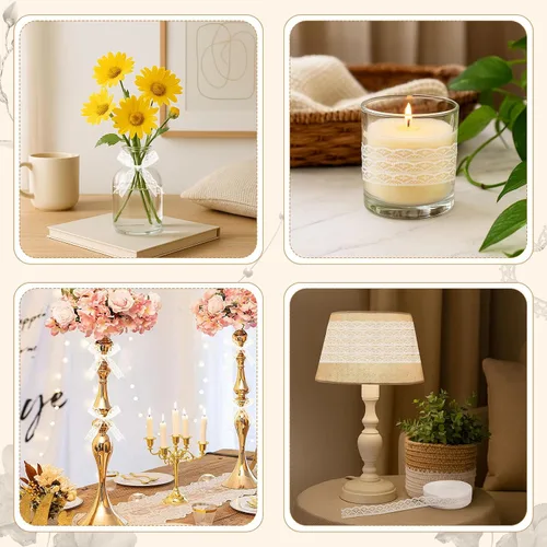 Miniatura 3 de VGOODALL Rollo de Cinta de Encaje Blanco de 30 Yardas, Ribete de Encaje para Costura, Manualidades, Encaje para Envolver Regalos, Decoración
