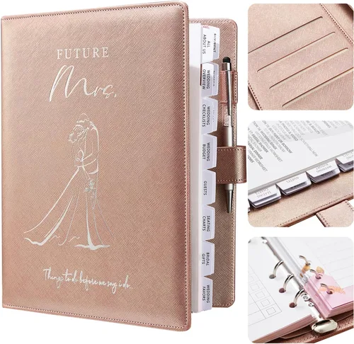 AW BRIDAL Future Mrs Libro Planificador de Bodas y Organizador Juego de Regalo, Planificadores de Boda de Destino Personalizados, Regalo de Oro rosa