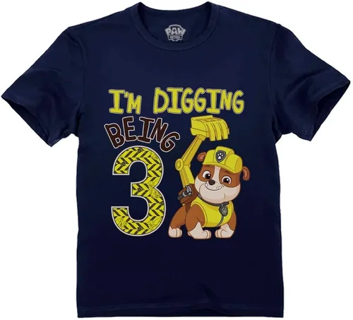Rubble Paw Patrol - Camiseta de 3er cumpleaños Regalo divertido para niños de 3 años Camiseta de fiesta temática de excavación para niños pequeños