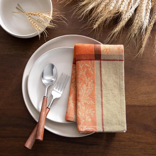 Miniatura 4 de Elrene Home Fashions - Servilletas de algodón tejido jacquard de cosecha otoñal, juego de 8, 17 x 17 pulgadas