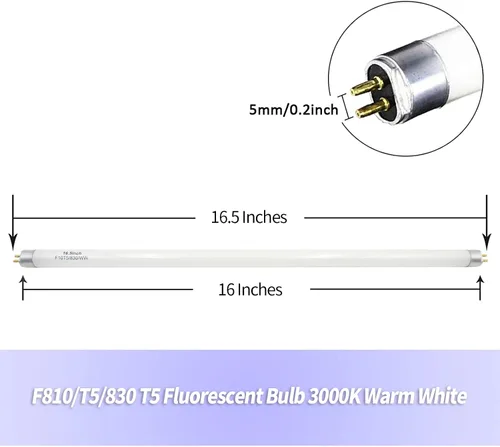 Miniatura 2 de Konideke Bombilla de repuesto F10T5 de 16 pulgadas compatible con Jasco T5 de 10 W, blanco cálido, 3000K, F10T5/830, tubo fluorescente